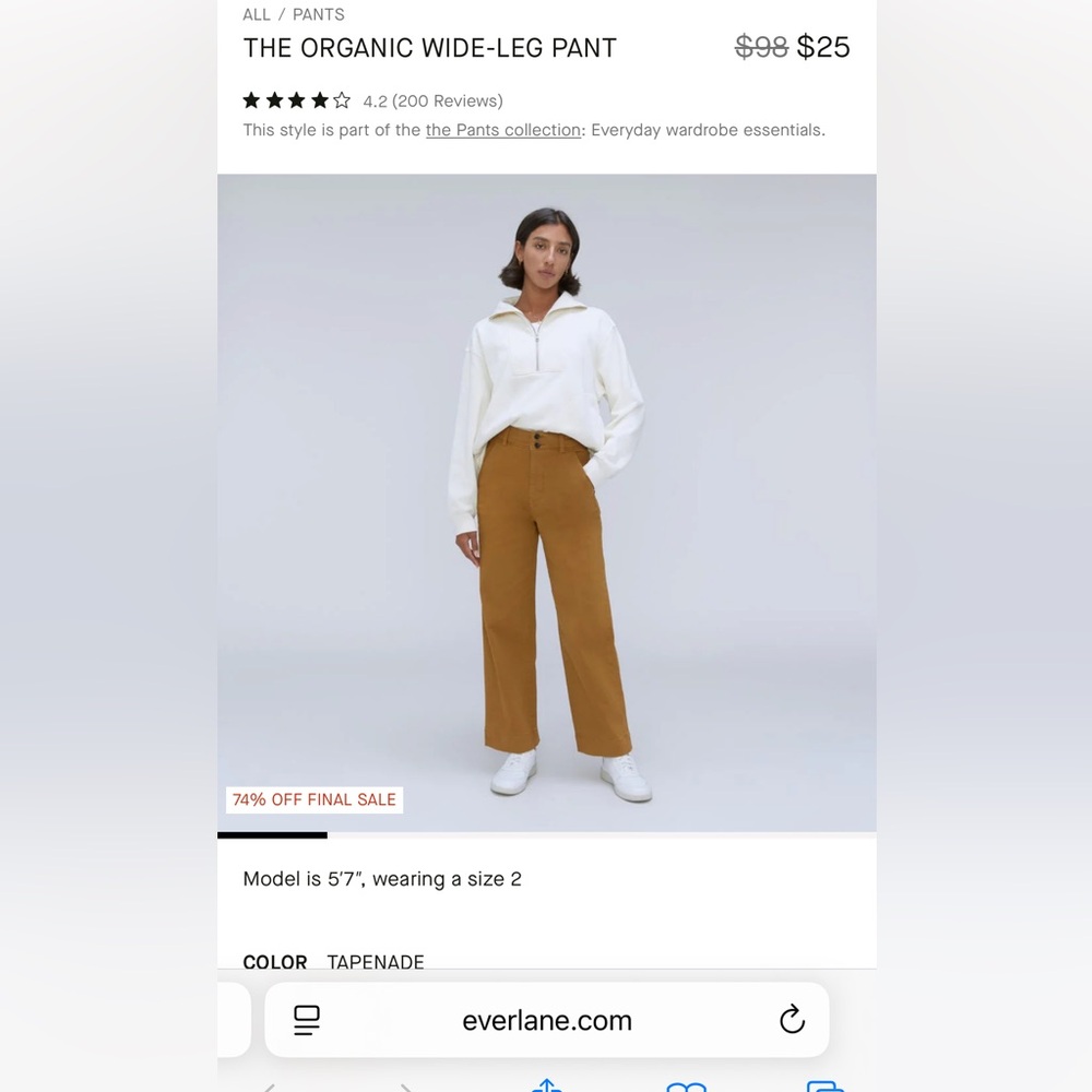 Everlane wide leg crop pants.